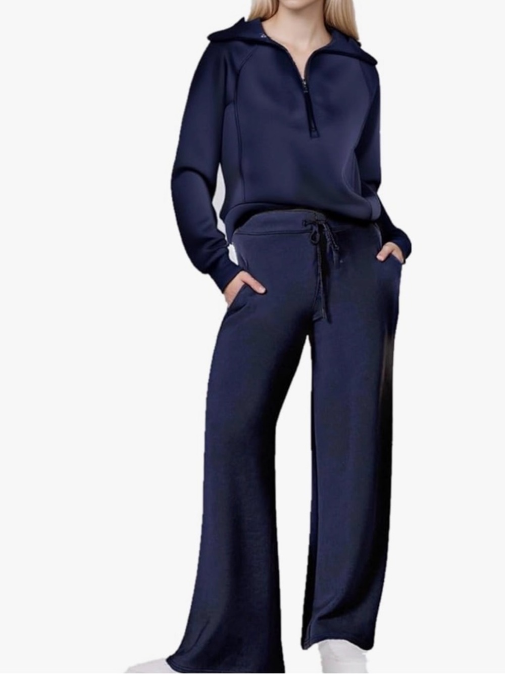 Women's 2 Piece Outfits 2026 Half Zip Jacket Wide Leg Pants Sz M Tracksuit
